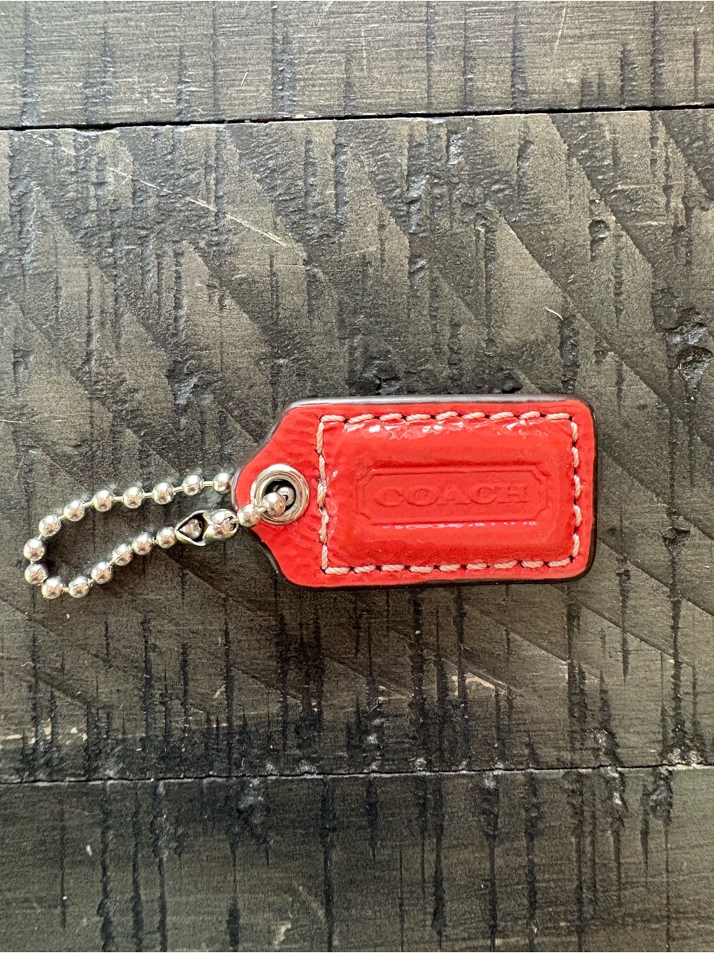 COACH Red Leather Hang Tag 1.5”